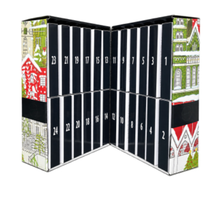 Lakritsfabriken Lakritz-Adventskalender 2026 – aufgeklappt mit 24 Türchen
